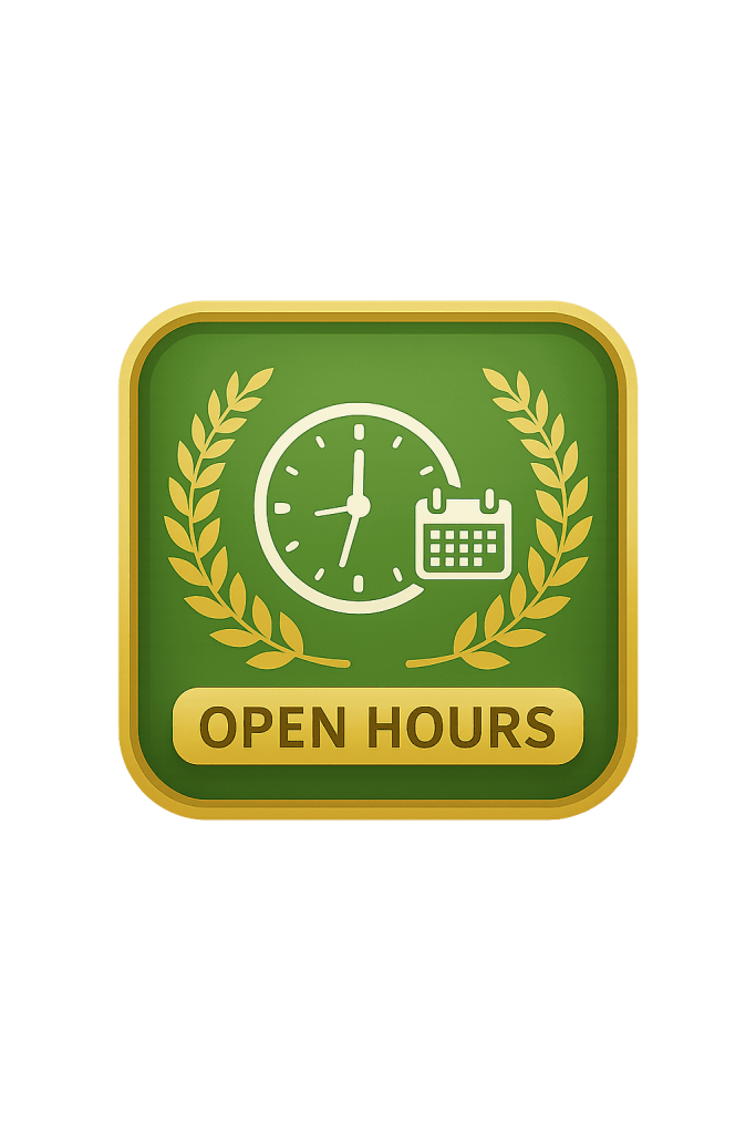Open hours icon with clock and calendar symbol
